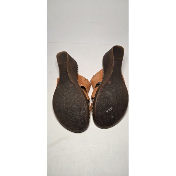 Mariella Leather & Suede Rust Wedge Kitten Heel Made In Italy 7 Summer - Picture 8 of 8